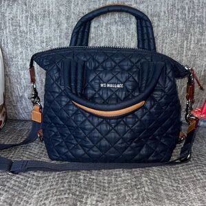 MZ Wallace Navy Quilted Crossbody Bag